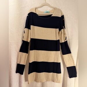 Nautical Long Sleeve Top Womens Small Tunic Thick Stripes Soft Melissa Odabash